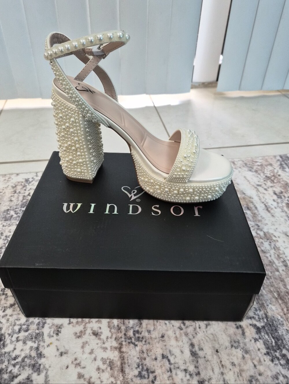 Windsor Pearl-Embellished Ivory Platform Heels